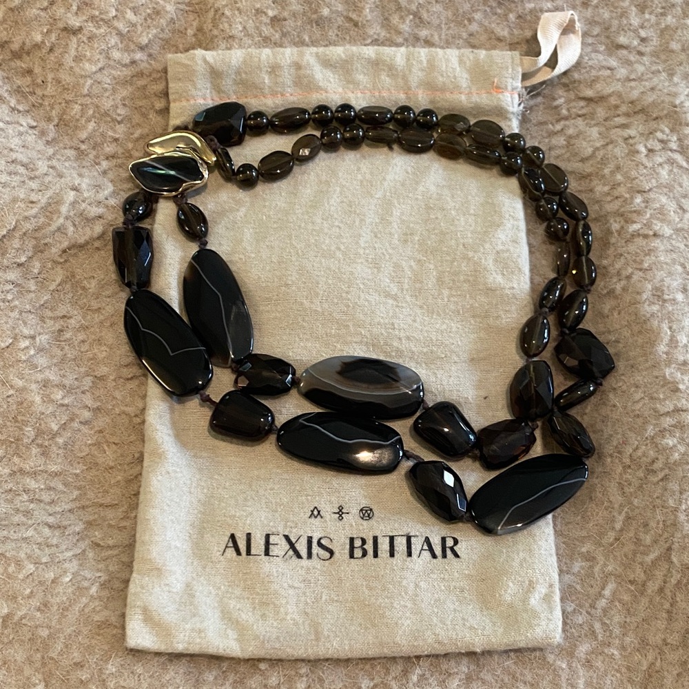 Alexis Bittar Statement Necklace – Faceted Resin & Smoky Beads